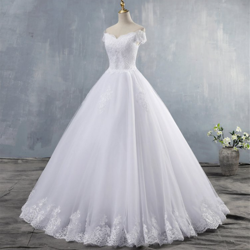 Off Shoulder Sweetheart Lace Appliques A-Line Wedding Dresses Bridal Gowns